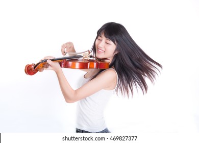 beautiful girl playing the violin, isolated on white background - Powered by Shutterstock