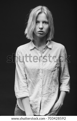 Similar – Image, Stock Photo at the front Woman Face