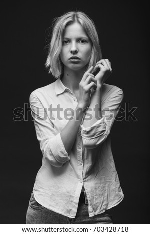 Similar – Image, Stock Photo at the front Woman Face