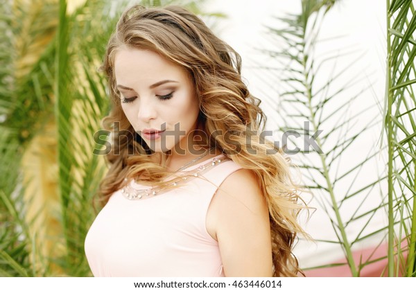 Beautiful Girl Prom Long Curly Hair Stock Photo Edit Now 463446014