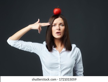 Beautiful girl with a red Apple