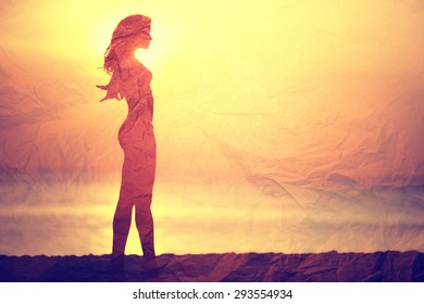 beautiful girl runs along the beach in a bikini tan summer vacation - Shutterstock ID 293554934