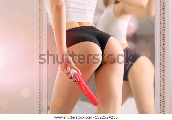 Beautiful Girl Sexy Clothes Holding Her Stock Photo Edit Now 1322524235