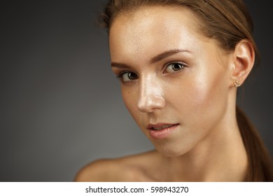 Beautiful Girl With Shiny Skin. Facial And Cosmetic Treatments