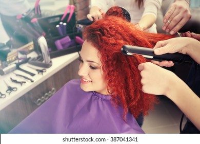 Beautiful Girl Visit Hairdressing Salon