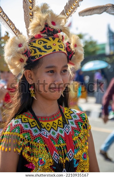 Beautiful Girl Wearing Dayak Tribe Dress Stock Photo 2210935167 ...