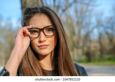 black glasses brown hair