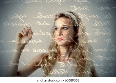 Beautiful Girl Writing A Letter