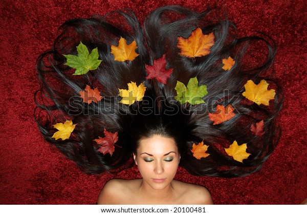 Beautiful Girls Long Dark Hair Decorated Stock Photo Edit Now