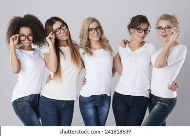 Beautiful Girls Wearing Fashion Glasses 