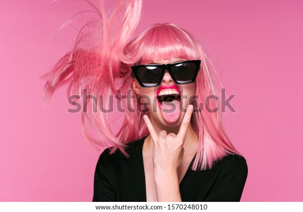 Beautiful Glamor Woman Glamor Pink Hair Stock Photo 1570248010 