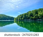 Beautiful, glass-like water on a perfect summer day on Lake Cumberland in Kentucky