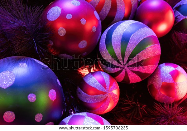 Beautiful Glowing Christmas Decorations Extreme Closeup Royalty