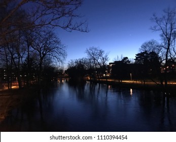 Beautiful Glowing Evening By The Red Cedar River At MSU