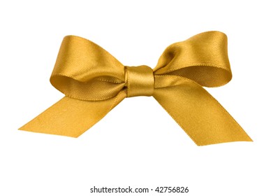 Beautiful Gold Bow On White Background