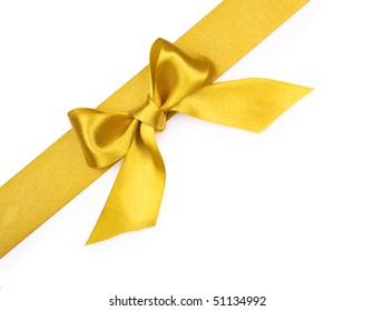 Beautiful Gold Bow On White Background