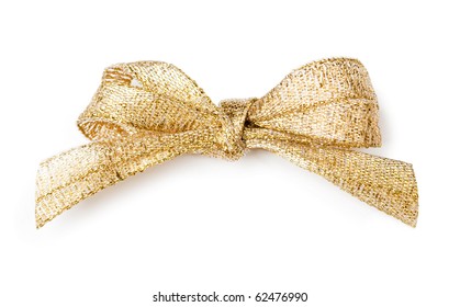 Beautiful Gold Bow On White Background