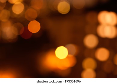 Beautiful Gold And Brown Bokeh Background Of City Lights