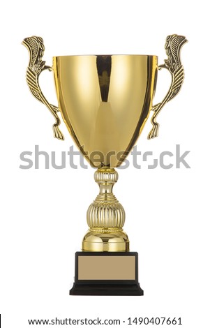 Beautiful gold cup on isolated background for the first place