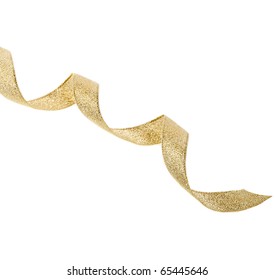 Beautiful Gold Ribbon Curl On White Background