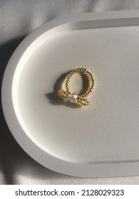 Beautiful Gold Ring Made Out Of Beads Material, A DIY Craft Project