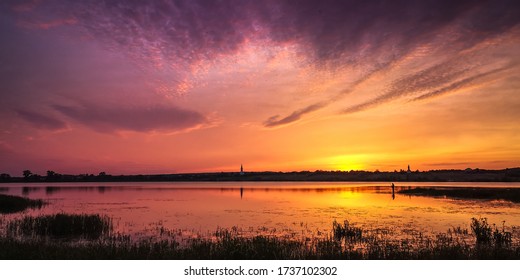 Beautiful golden hour on the lake