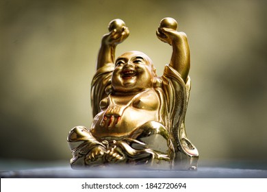 beautiful Golden Laughing budha statue 