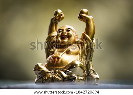 beautiful Golden Laughing budha statue 