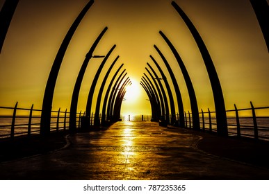 Beautiful golden pier at sunrise - Shutterstock ID 787235365