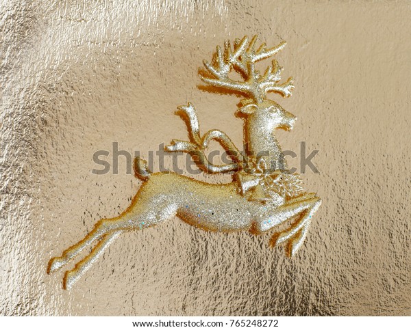 Beautiful Golden Reindeer Toy On Gold Stock Photo Edit Now 765248272