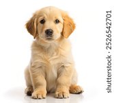 beautiful golden Retriever cute puppy dog on white background