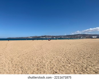 Beautiful Golden Sandy Beach Of Tangier, Morocco. September 30th 2022