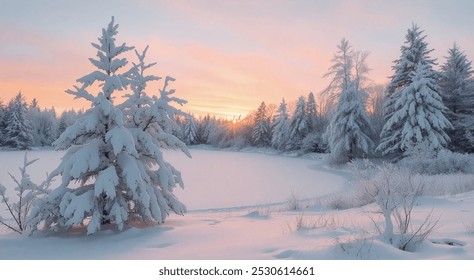 A beautiful golden sunset illuminating a snowy landscape, creating a serene and warm winter atmosphere. Perfect for seasonal projects and nature backdrops. - Powered by Shutterstock