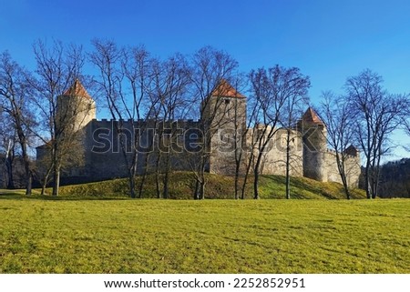 Beautiful Gothic castle Veveri. The city of Brno at the Brno dam. South Moravia - Czech Republic - Central Europe.