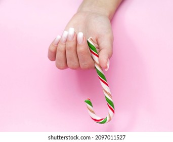 Beautiful gradient manicure  Christmas decorations in your hands  New Year's manicure concept