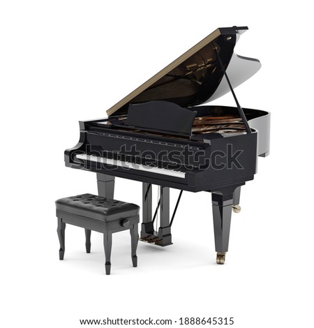 Beautiful grand piano isolated on white background