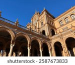 Beautiful Grand Plaza de España square. Seville, Spain. January 25th 2025