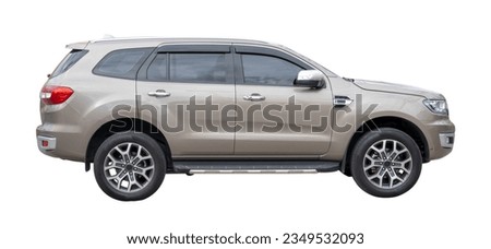 Beautiful gray SUV car is isolated on white background with clipping path.