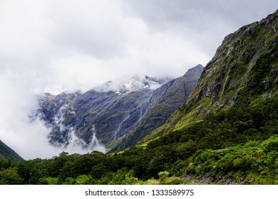Beautiful green cliffs with cloud