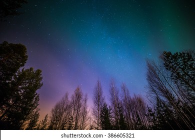 A Beautiful Green And Red Aurora Dancing