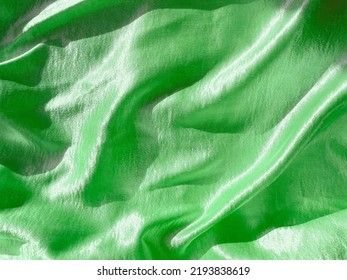 Beautiful Green Silk Fabric. Aesthetic Background