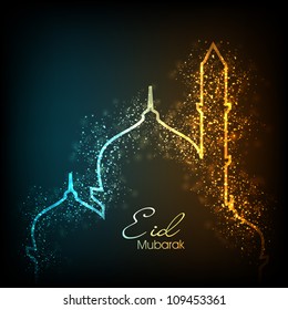 Beautiful greeting card for Eid Mubarak festival with shiny Mosque and Masjid. - Shutterstock ID 109453361