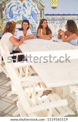 Similar – Group of people having fun in a summer day