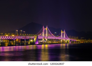 Beautiful Gwangan bridge in Busan at nighttime, South Korea. - Shutterstock ID 1203262837
