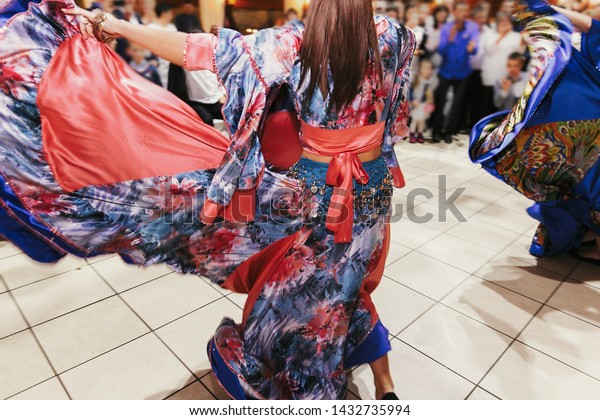 Beautiful Gypsy Girls Dancing Traditional Blue Stock Photo Edit