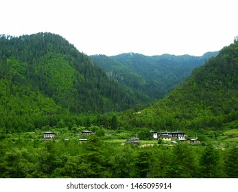 Beautiful Haa Valley In Bhutan Surrounded From All Side By  Green Environment. Bhutan Is The Only Carbon Negative Country In The World 