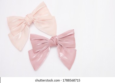 Beautiful Hair Bow For Girls. Fashion Accessory For Girls Hair On White Background. 