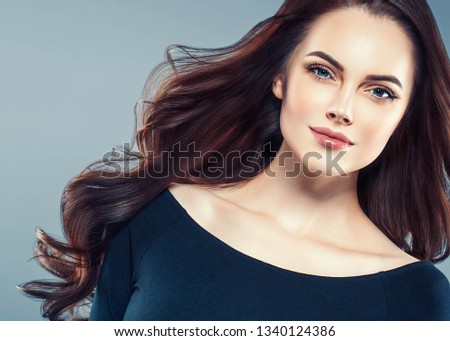 Beautiful hair woman long brunette hairstyle female portrait
