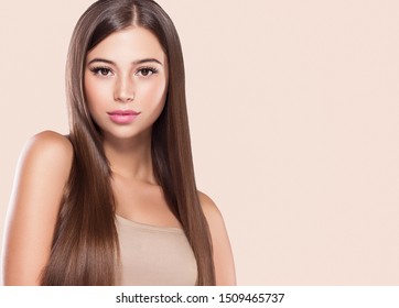 Beautiful hair woman long smooth hairstyle beauty concept