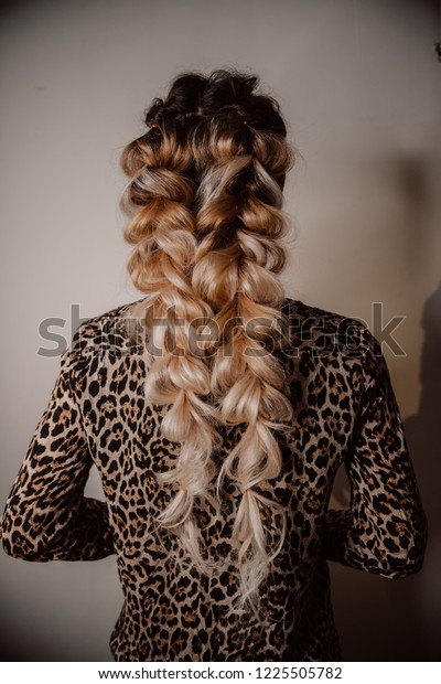 Beautiful Hairstyle Fashion Clothes Coiffure Shatush Stock Photo